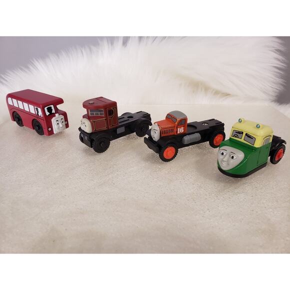 Lot Thomas Friends Wooden Railway Train Bertie Madge Monty Elizabeth Bus Truck‎ - Picture 1 of 7